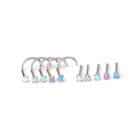 Thumbnail for Gradient 2mm Opal Titanium Steel Nose Piercing Nose Stud - ArtGalleryZen