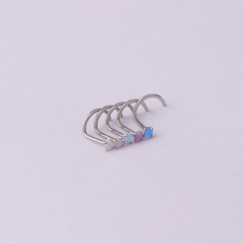 Gradient 2mm Opal Titanium Steel Nose Piercing Nose Stud - ArtGalleryZen
