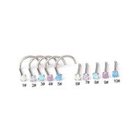 Thumbnail for Gradient 2mm Opal Titanium Steel Nose Piercing Nose Stud - ArtGalleryZen