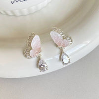 Thumbnail for Gradient Crystal Stone Inlaid Rhinestone Dangle Butterfly Earrings - ArtGalleryZen