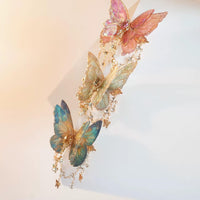 Thumbnail for Gradient Double - Layer Butterfly Rhinestone Tassel Resin Hair Clip - ArtGalleryZen