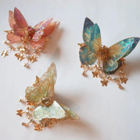 Thumbnail for Gradient Double - Layer Butterfly Rhinestone Tassel Resin Hair Clip - ArtGalleryZen