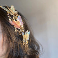 Thumbnail for Gradient Double - Layer Butterfly Rhinestone Tassel Resin Hair Clip - ArtGalleryZen