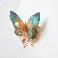 Thumbnail for Gradient Double - Layer Butterfly Rhinestone Tassel Resin Hair Clip - ArtGalleryZen