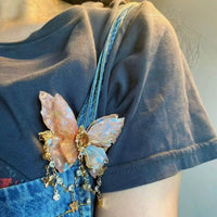 Thumbnail for Gradient Double - Layer Butterfly Rhinestone Tassel Resin Hair Clip - ArtGalleryZen
