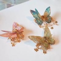 Thumbnail for Gradient Double - Layer Butterfly Rhinestone Tassel Resin Hair Clip - ArtGalleryZen