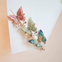 Thumbnail for Gradient Double - Layer Butterfly Rhinestone Tassel Resin Hair Clip - ArtGalleryZen
