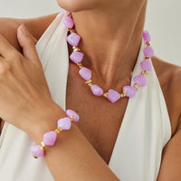 Thumbnail for Gradient Irregular Resin Beaded Necklace Bracelet - ArtGalleryZen