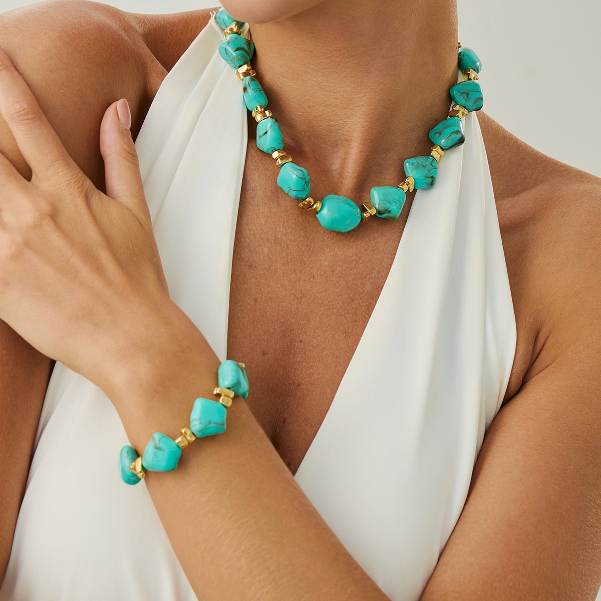 Gradient Irregular Resin Beaded Necklace Bracelet - ArtGalleryZen