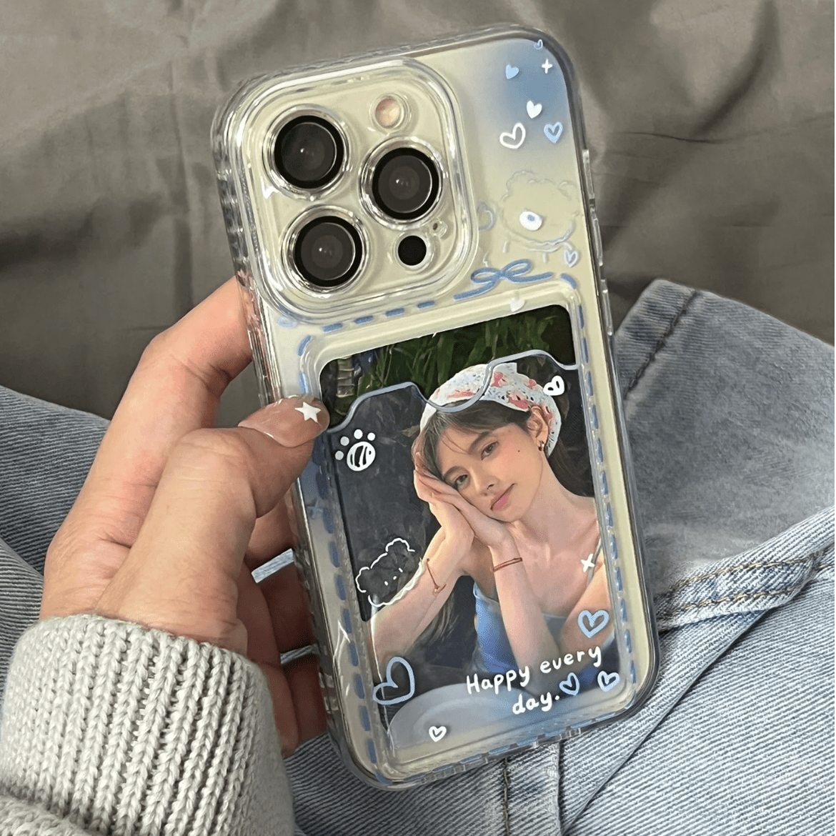 Gradient Transparent Kpop Photocard Polaroid iPhone Case - ArtGalleryZen