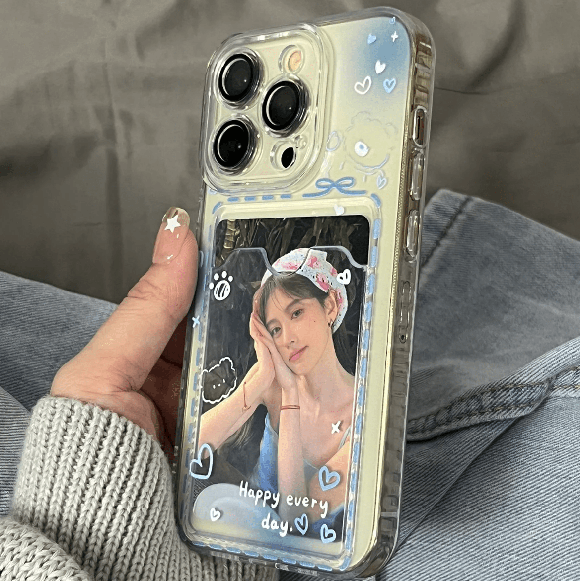 Gradient Transparent Kpop Photocard Polaroid iPhone Case - ArtGalleryZen