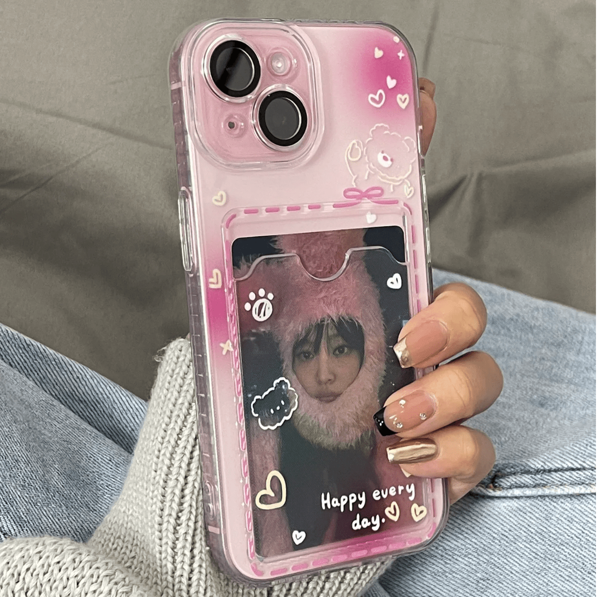 Gradient Transparent Kpop Photocard Polaroid iPhone Case