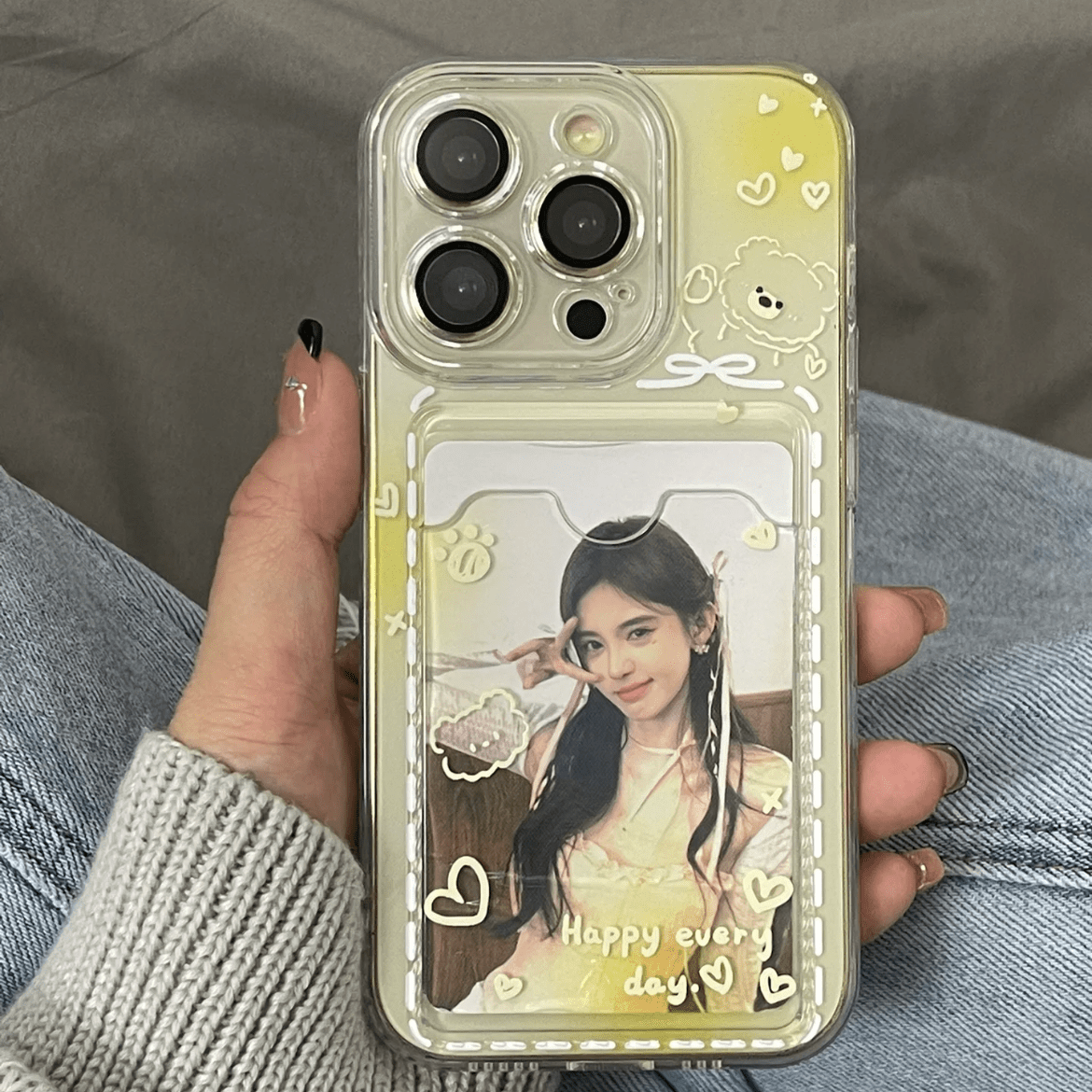 Gradient Transparent Kpop Photocard Polaroid iPhone Case