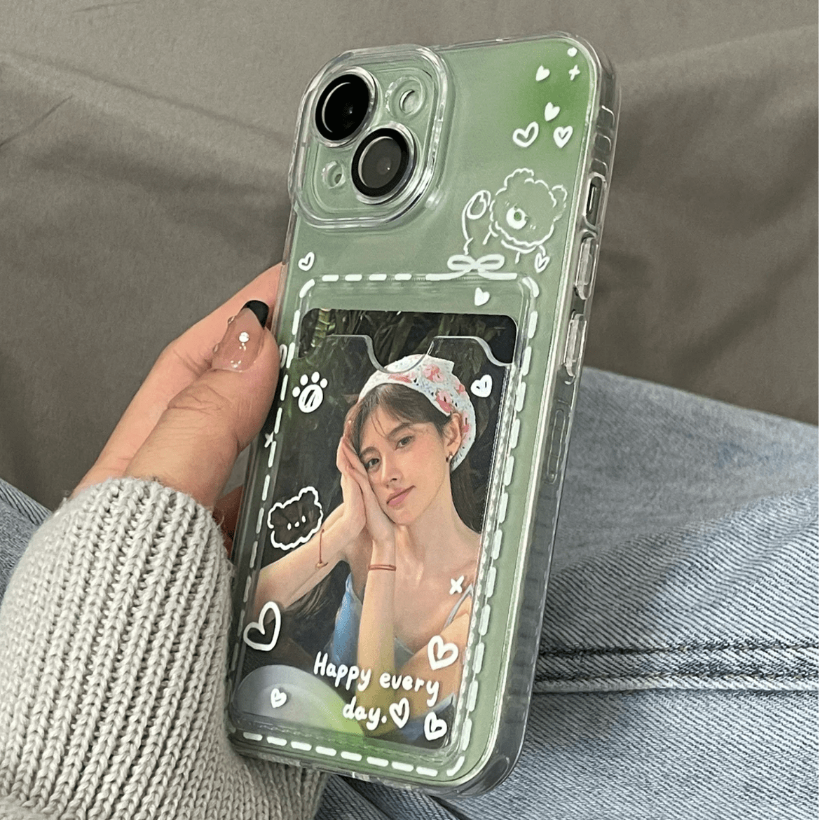 Gradient Transparent Kpop Photocard Polaroid iPhone Case