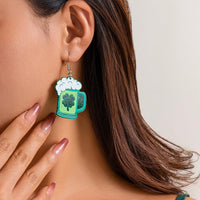 Thumbnail for Sparkling Lucky Clover Beer Dangle Earrings - ArtGalleryZen