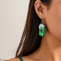 Thumbnail for Sparkling Lucky Clover Beer Dangle Earrings - ArtGalleryZen