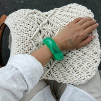 Thumbnail for Green Silver Foil Square Resin Bangle Bracelet - ArtGalleryZen