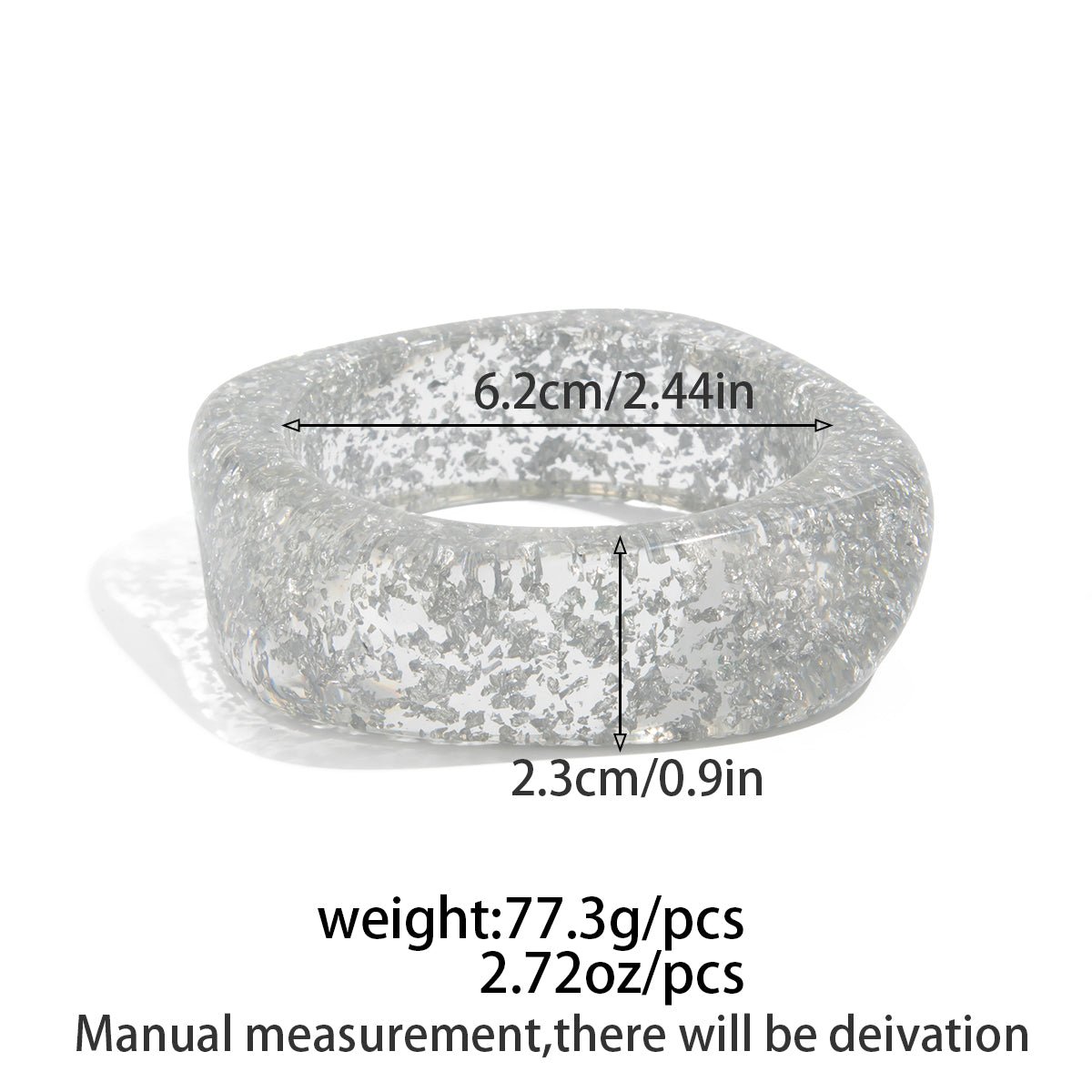 Green Silver Foil Square Resin Bangle Bracelet - ArtGalleryZen