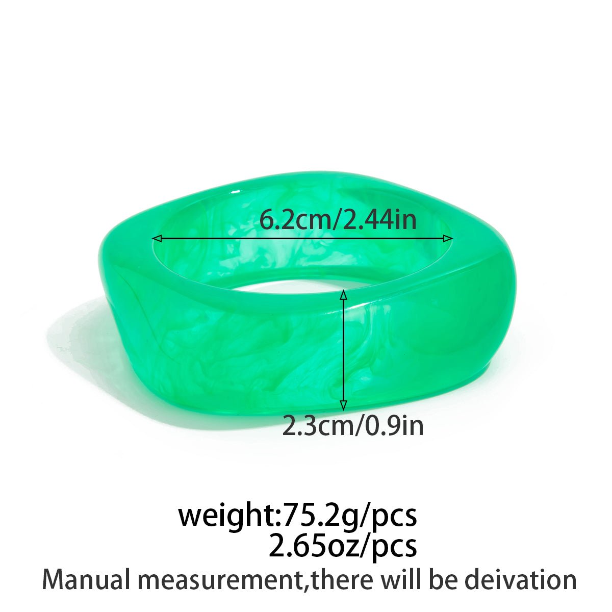 Green Silver Foil Square Resin Bangle Bracelet - ArtGalleryZen