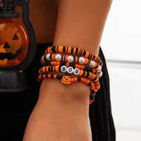 Thumbnail for Halloween 5Pcs Pumpkin Charm Pearl Letter Clay Chain Bracelet Set - ArtGalleryZen