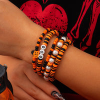 Thumbnail for Halloween 5Pcs Pumpkin Charm Pearl Letter Clay Chain Bracelet Set