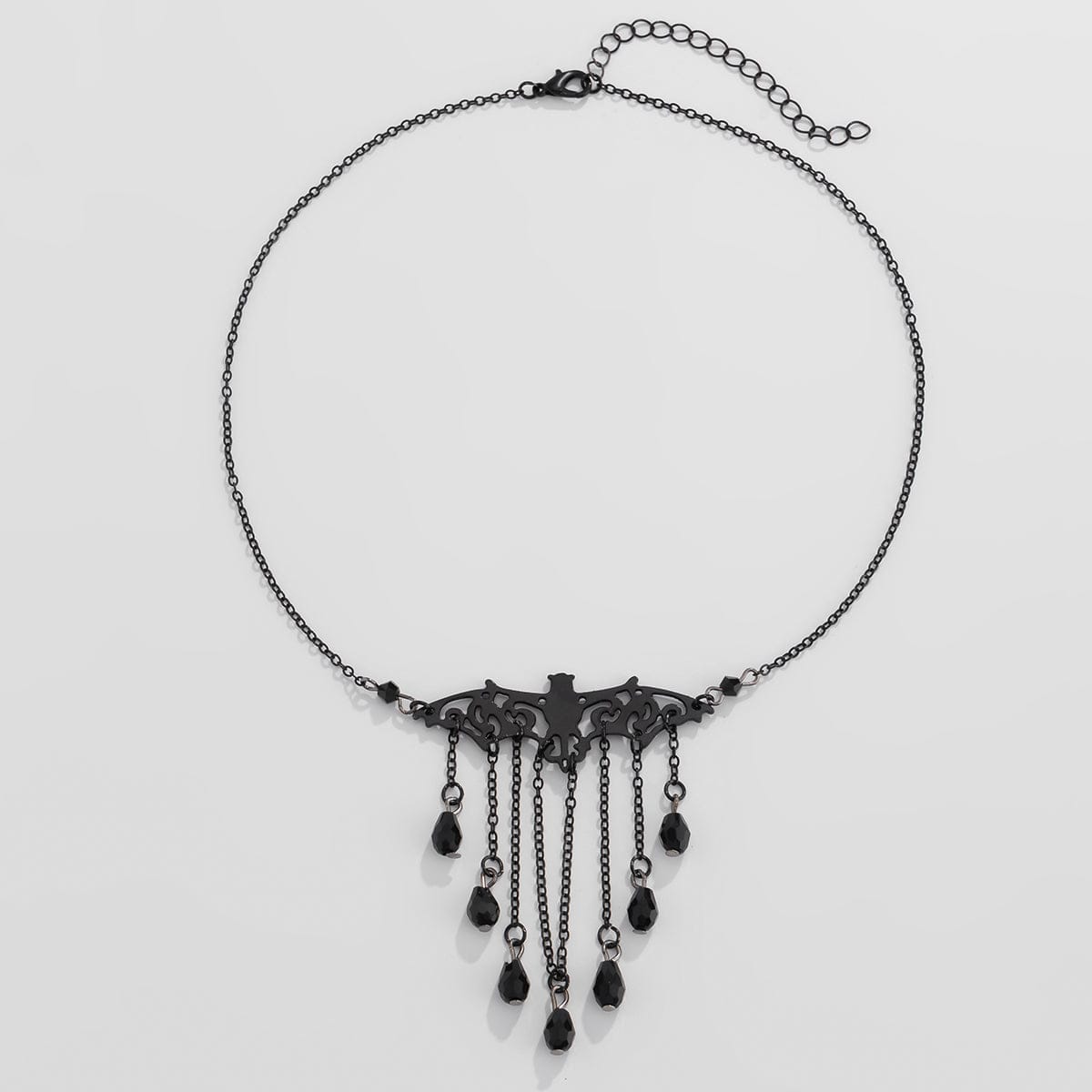 Halloween Bat Crystal Tassel Necklace