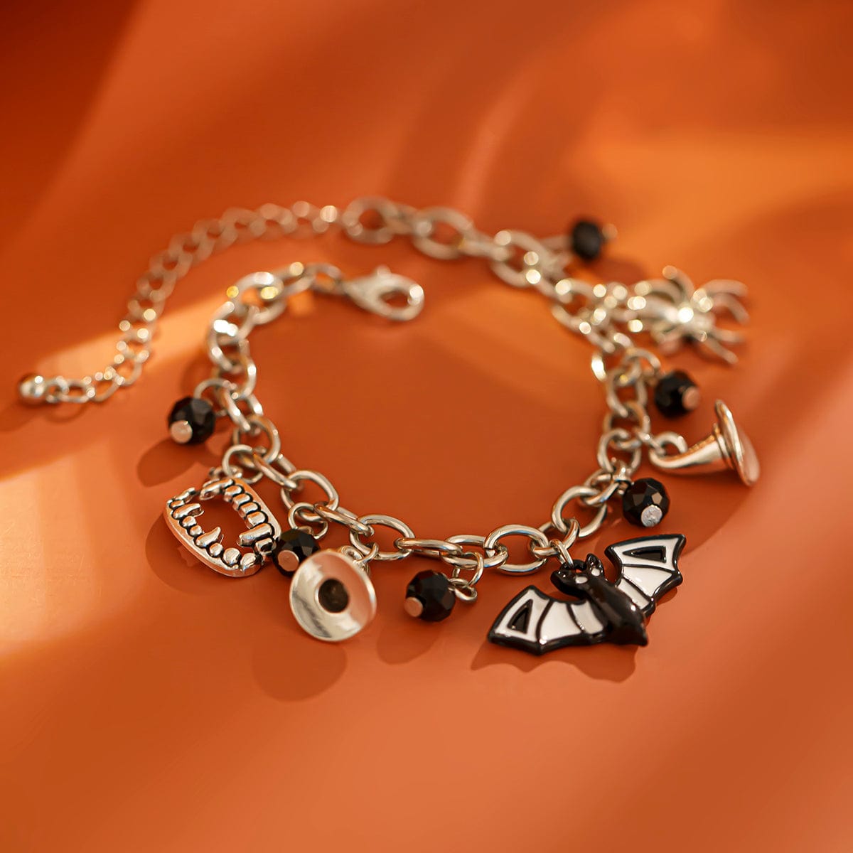 Halloween Crystal Tassel Bat Spider Fangs Pendant Bracelet - ArtGalleryZen