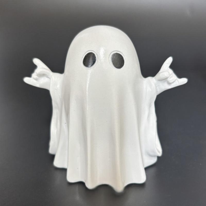 Halloween Cute Middle Finger Ghost Light Up Statue - ArtGalleryZen