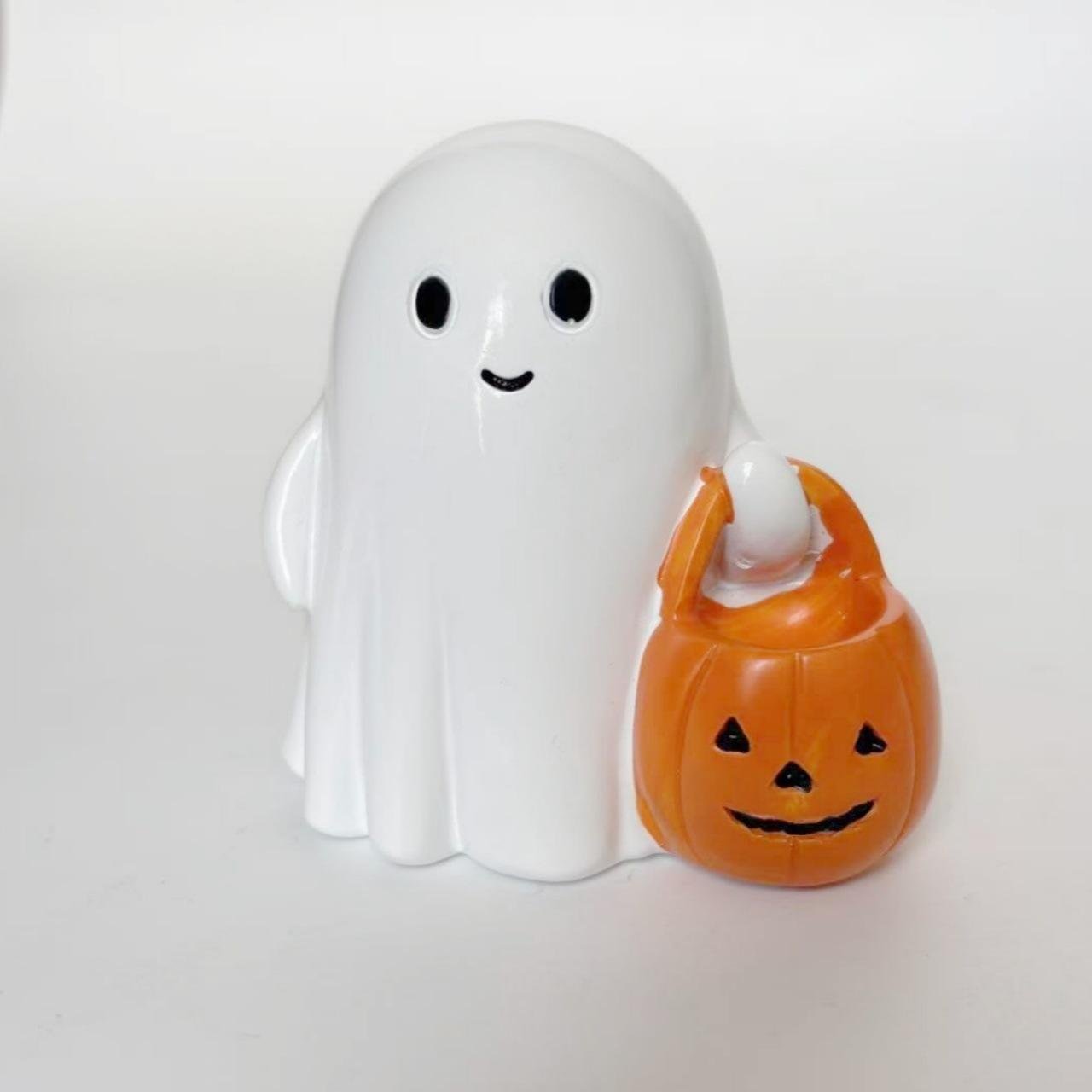 Halloween Cute Middle Finger Ghost Light Up Statue - ArtGalleryZen