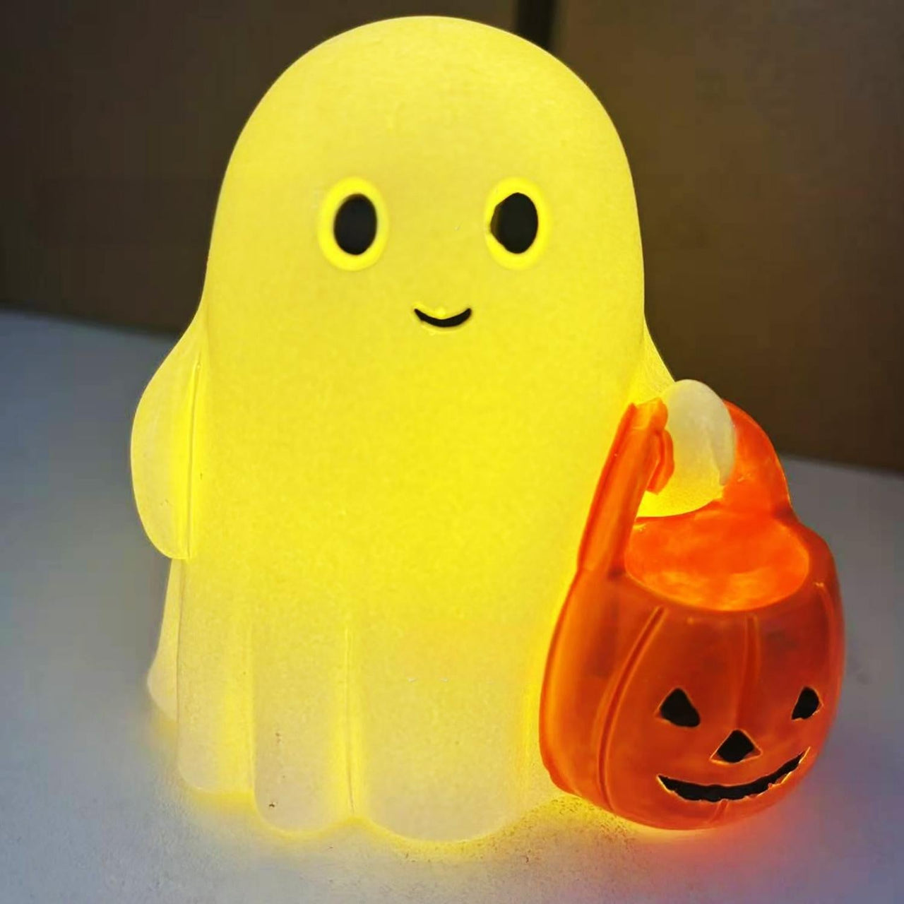 Halloween Cute Middle Finger Ghost Light Up Statue - ArtGalleryZen