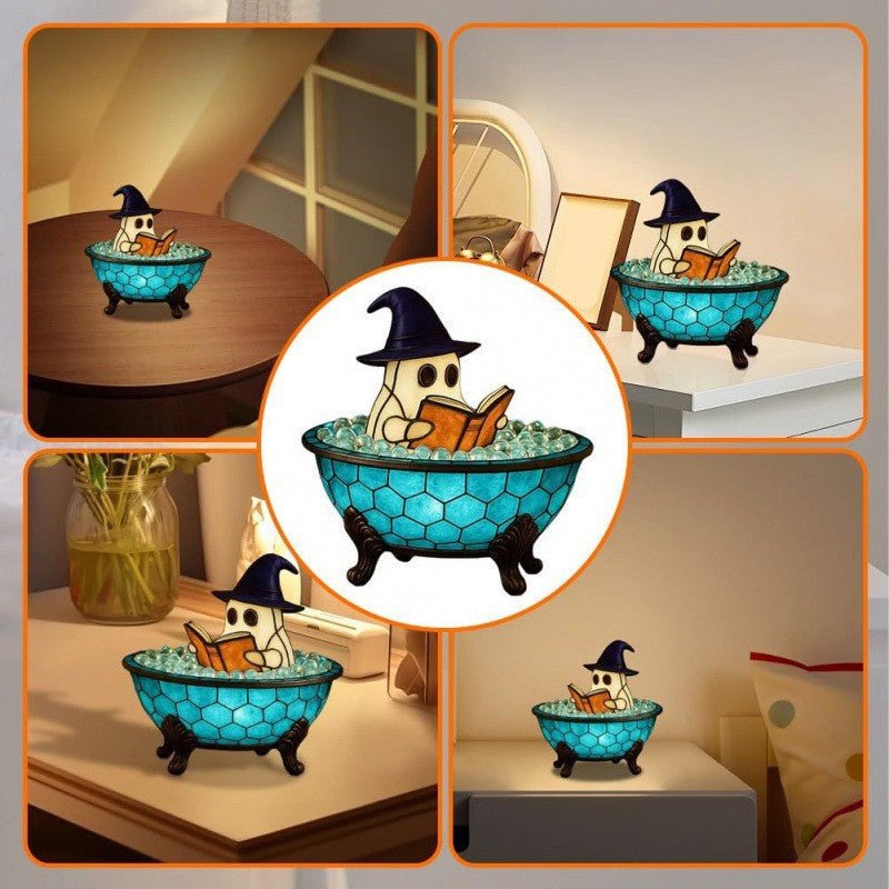 Halloween Ghost Bubble Bath Tiffany Lamp Night Light - ArtGalleryZen