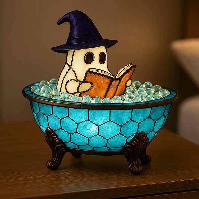 Halloween Ghost Bubble Bath Tiffany Lamp Night Light - ArtGalleryZen