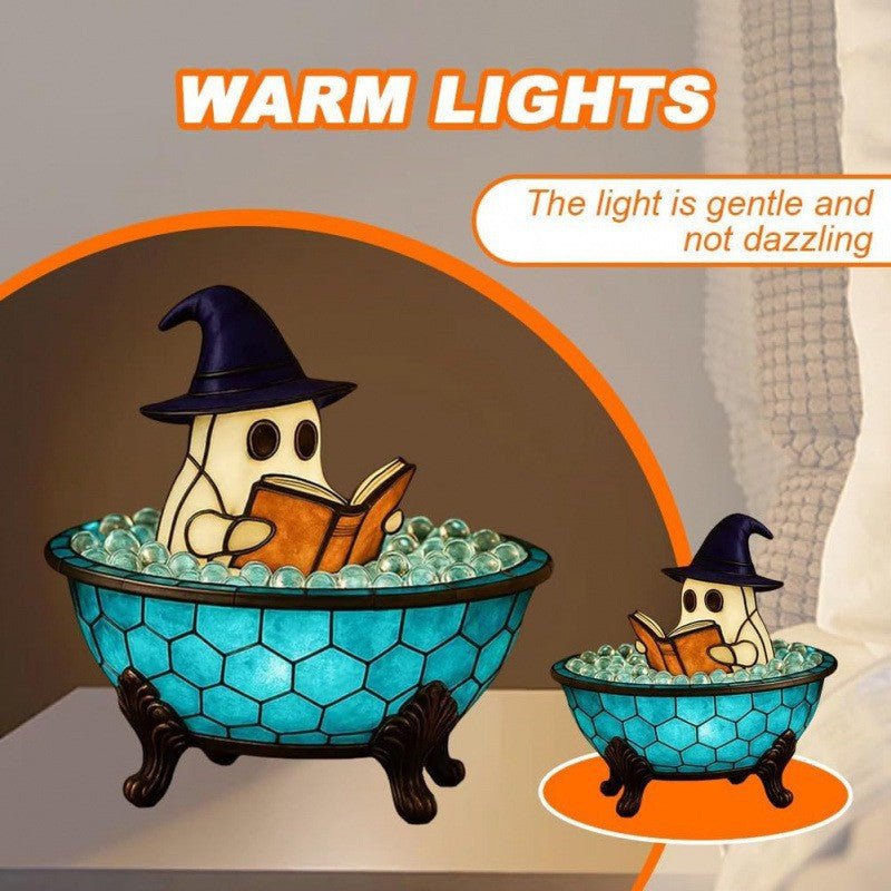 Halloween Ghost Bubble Bath Tiffany Lamp Night Light - ArtGalleryZen