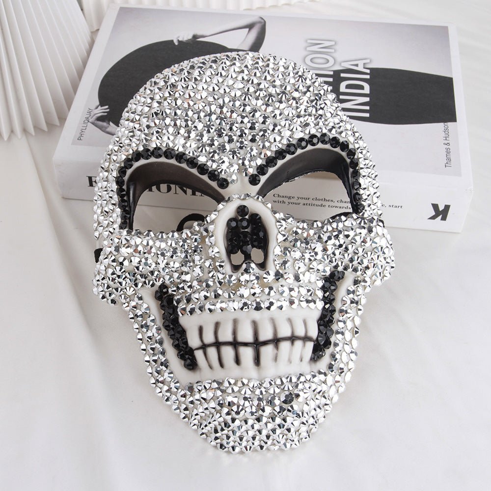 Halloween Glitter Rhinestone Skull Mask - ArtGalleryZen
