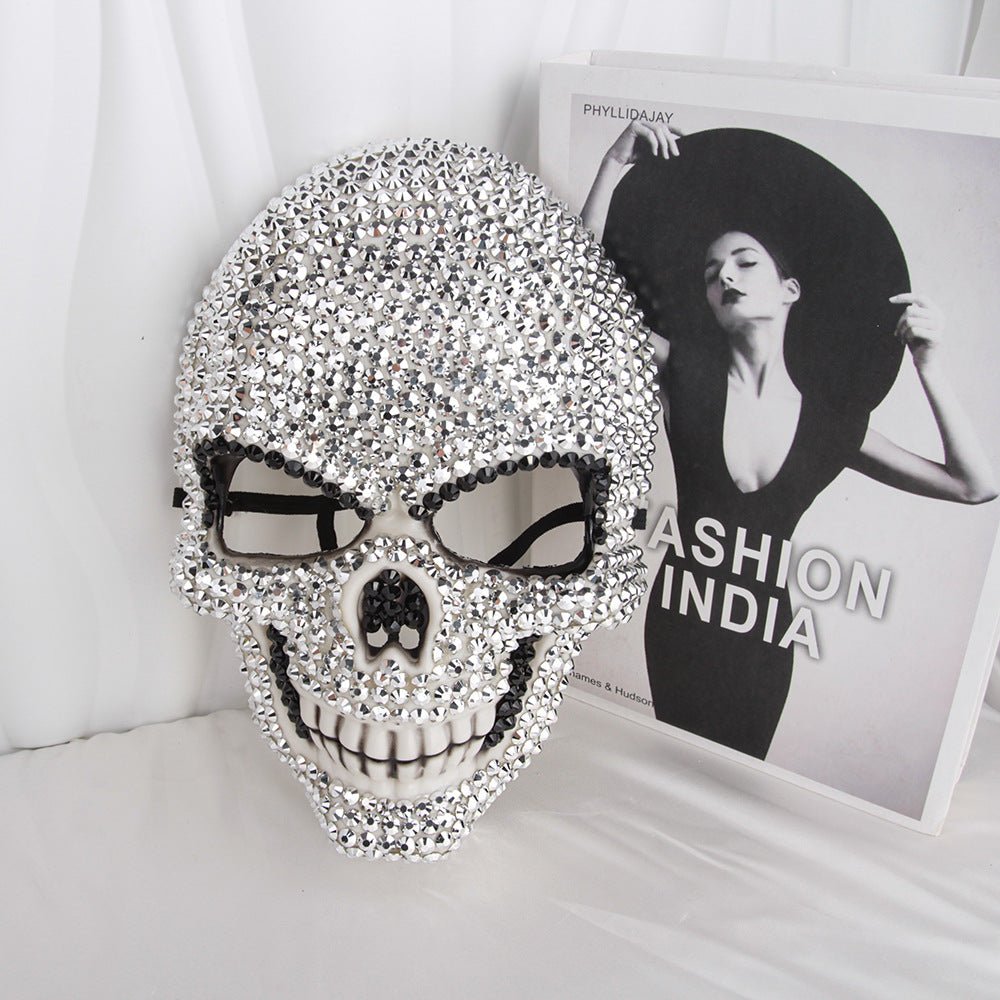 Halloween Glitter Rhinestone Skull Mask - ArtGalleryZen
