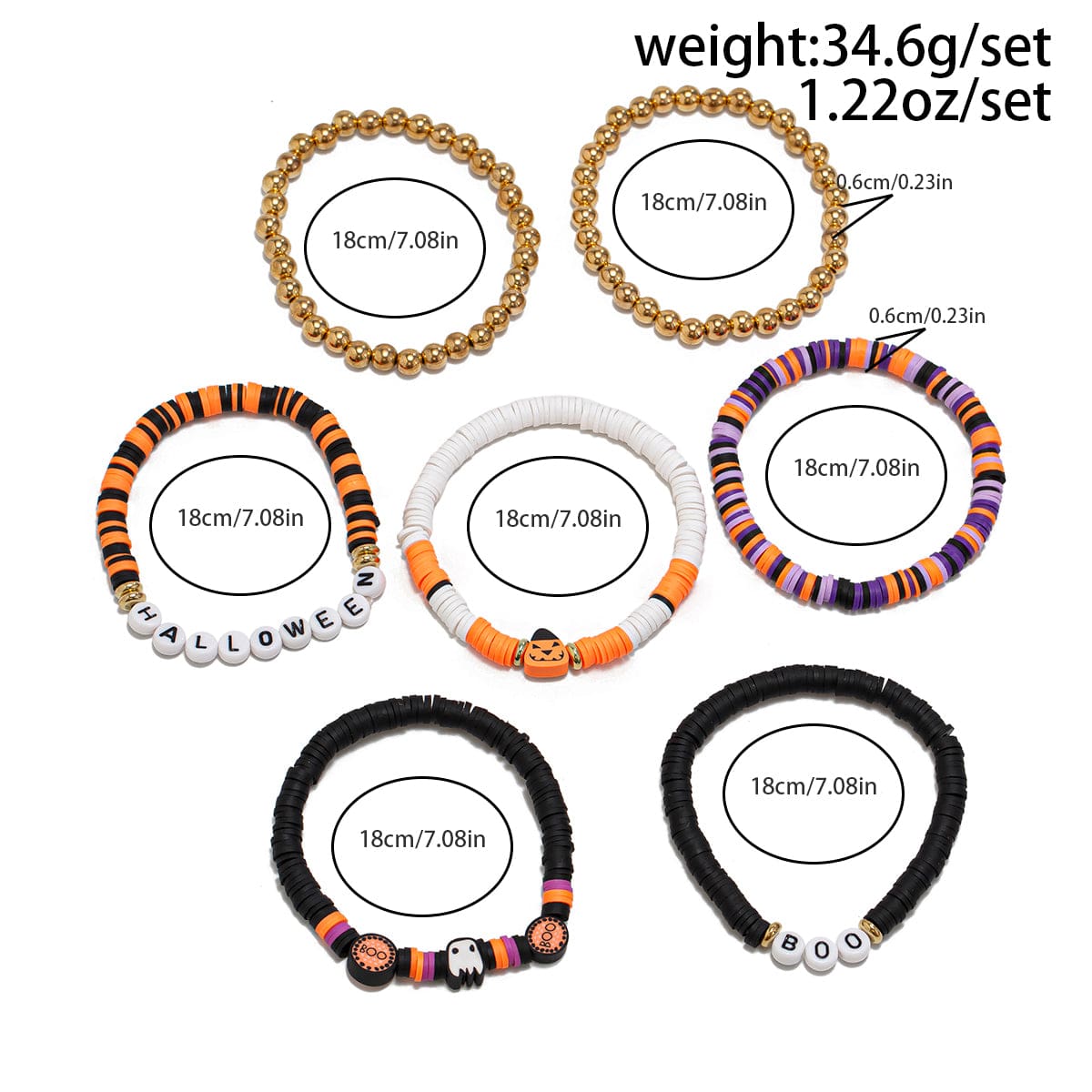 Halloween Layered Pumpkin Ghost Spider Man Charm Strench Bracelet Set - ArtGalleryZen