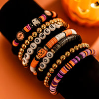 Thumbnail for Halloween Layered Pumpkin Ghost Spider Man Charm Strench Bracelet Set