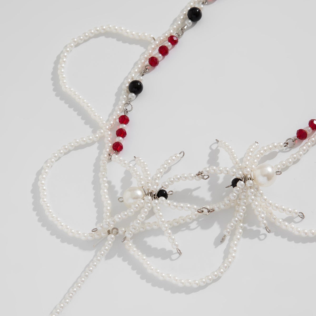 Halloween Layered Spider Pendant Crystal Pearl Chain Y Necklace - ArtGalleryZen