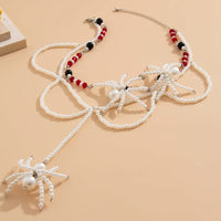 Thumbnail for Halloween Layered Spider Pendant Crystal Pearl Chain Y Necklace - ArtGalleryZen