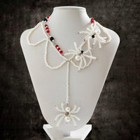 Thumbnail for Halloween Layered Spider Pendant Crystal Pearl Chain Y Necklace - ArtGalleryZen