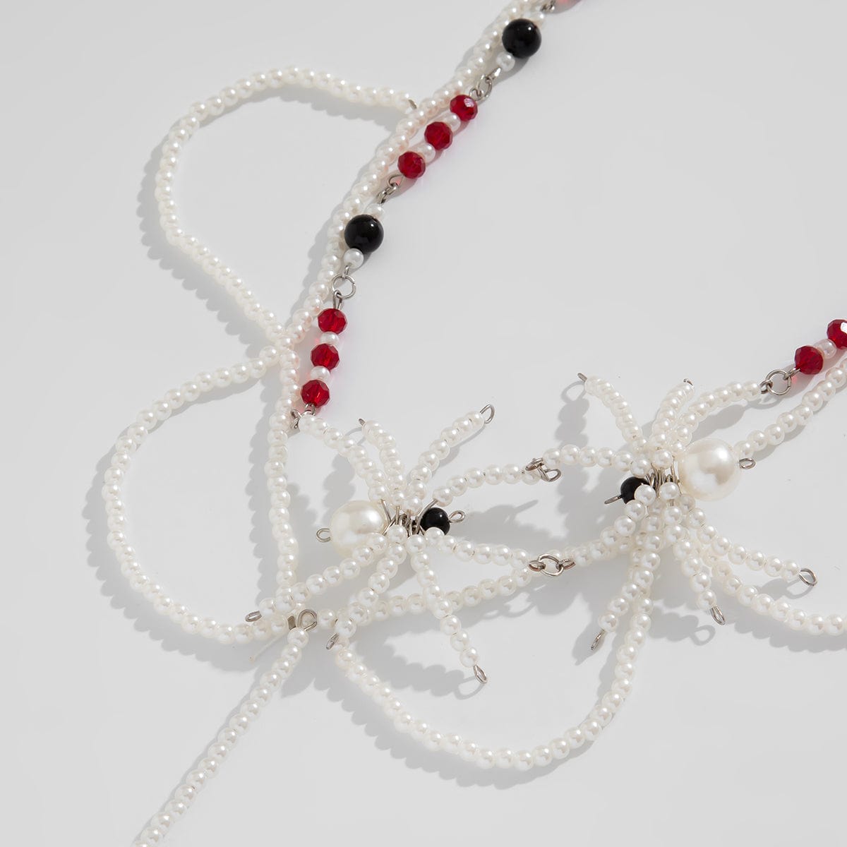 Halloween Layered Spider Pendant Crystal Pearl Chain Y Necklace