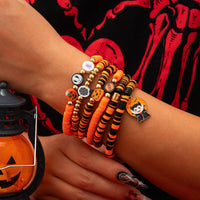 Thumbnail for Halloween Theme 6Pcs Pumpkin Vampire Ghost Charm Beaded Stretch Bracelet Set - ArtGalleryZen