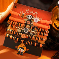 Thumbnail for Halloween Theme 6Pcs Pumpkin Vampire Ghost Charm Beaded Stretch Bracelet Set