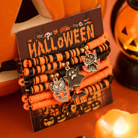 Thumbnail for Halloween Theme Layered Ghost Spider Pumpkin Kitten Charm Strench Bracelet Set