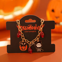 Thumbnail for Halloween Theme Pumpkin Ghost Skeleton Charm Crystal Tassel Bracelet - ArtGalleryZen