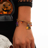 Thumbnail for Halloween Toggle Clasp Witch Kitten Pumpkin Charm Bracelet - ArtGalleryZen