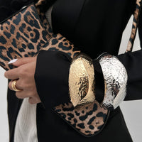 Thumbnail for Hammered Gold Silver Plated Irregular Wide Cuff Bangle Bracelet - ArtGalleryZen