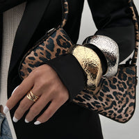 Thumbnail for Hammered Gold Silver Plated Irregular Wide Cuff Bangle Bracelet - ArtGalleryZen