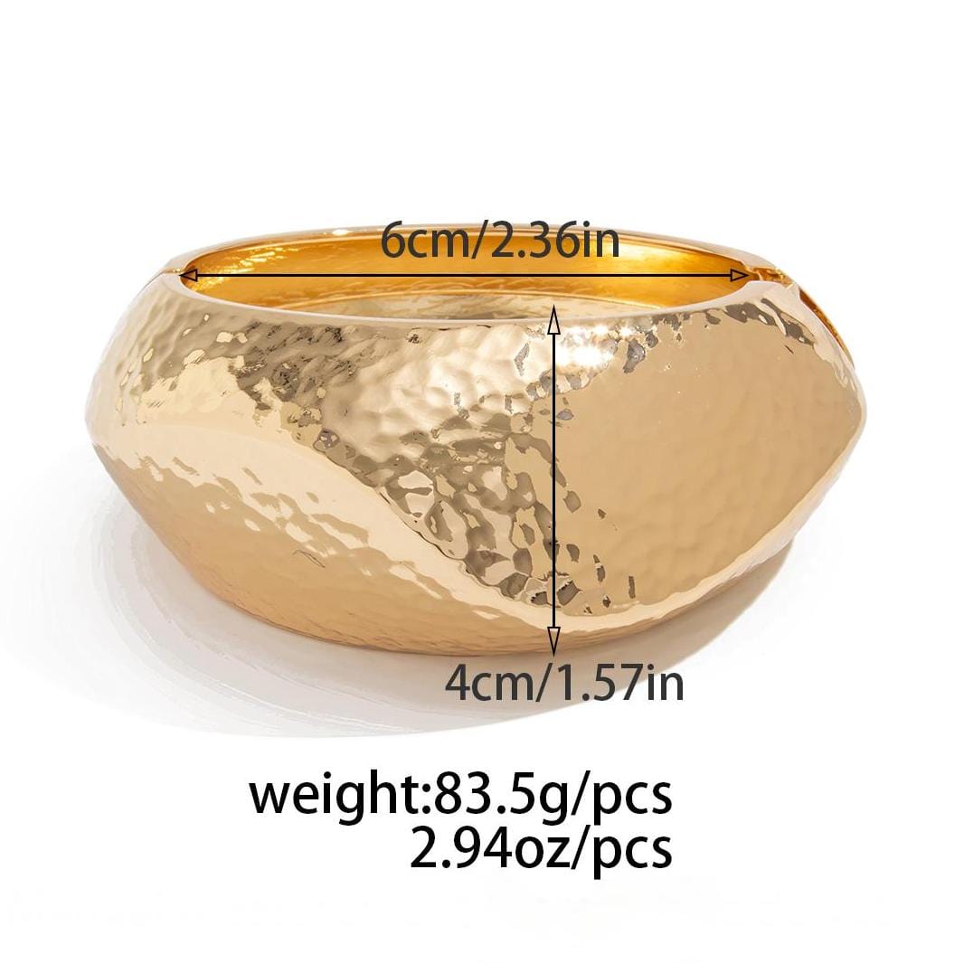 Hammered Gold Silver Plated Irregular Wide Cuff Bangle Bracelet - ArtGalleryZen