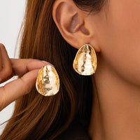 Thumbnail for Hammered Irregular Oval Stud Earrings